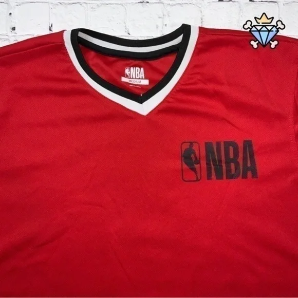 NBA MENS RED MESH V NECK JERSEY SIZE MEDIUM SPORTS WEAR ATHLETIC STREETWEAR - Picture 4 of 5